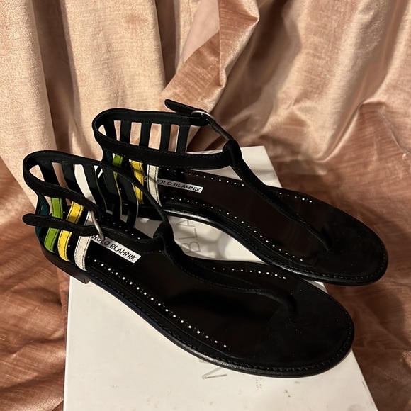 Manolo Blahnik CISSO colorblocked suede sandals.
Flat heel. Size 39 - Picture 3 of 7